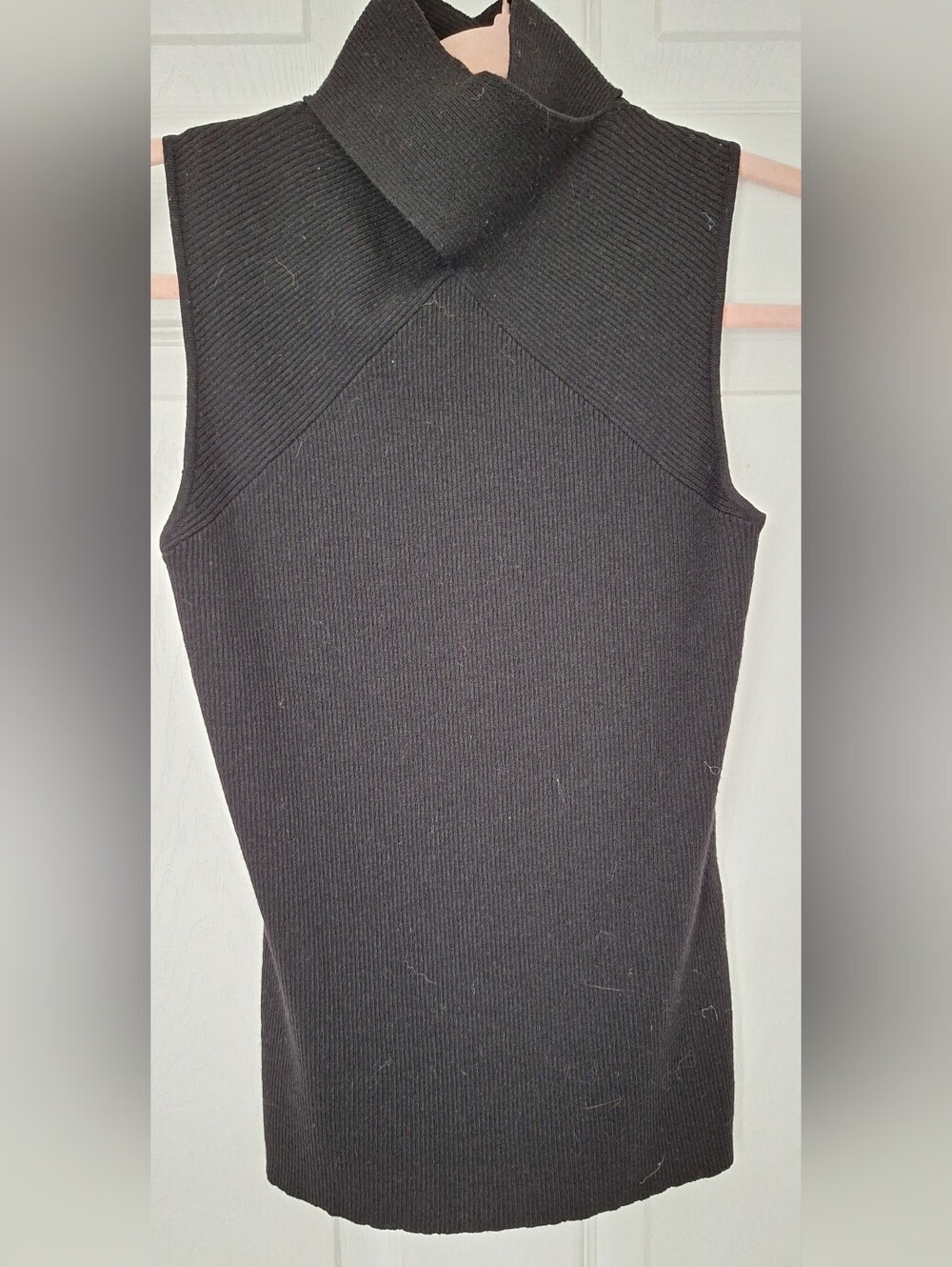 Banana Republic Black Wool Blend Sleeveless Turtleneck Sweater Top M
